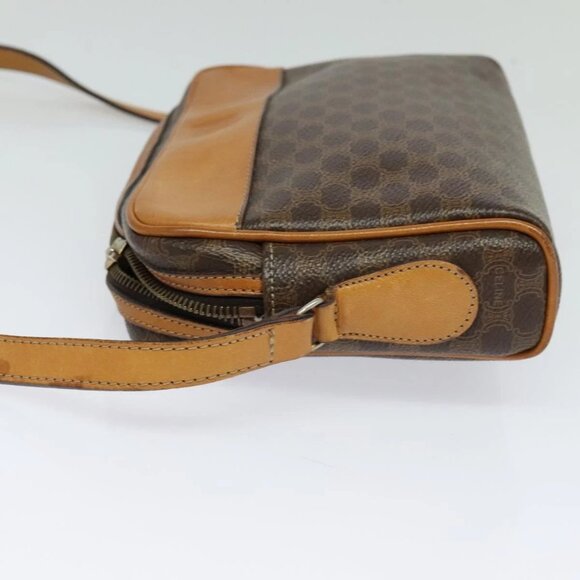 CELINE Macadam Canvas Shoulder Bag PVC Leather Brown Gold Auth - Picture 11 of 16